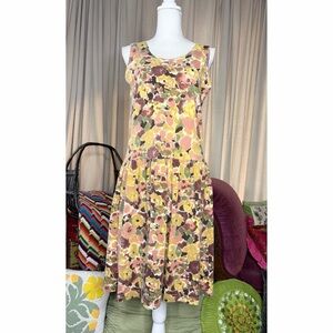 80s Drop Waist Sundress Mustard Floral